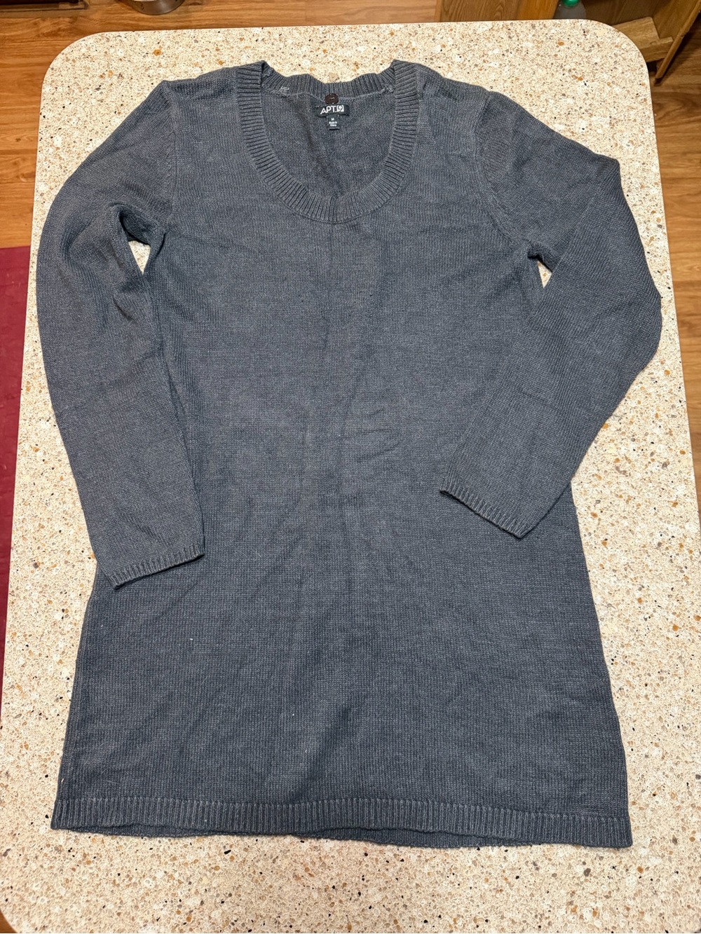 Apt. 9 Dark Charcoal Scoop Neck Longline Sweater